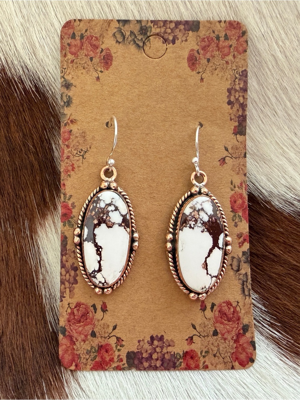 ❤️ Wild Horse Jasper Copper Earrings With Sterling French Hooks 1.70”L Beautiful